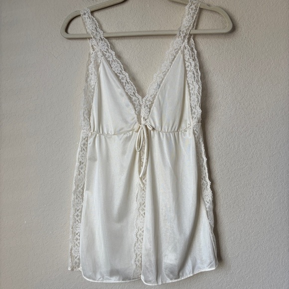 Vintage JC Penney Two-Piece Lingerie Mini Night Gown Top Robe Lace Romantic - Picture 8 of 10